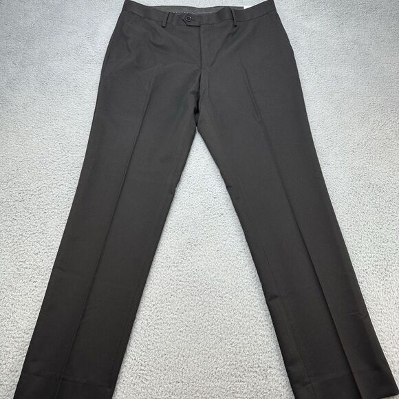 Savile Row Mens Strand Black‎ Straight Dress Pants Trousers Sz 42 R 40 W Formal - Picture 1 of 15